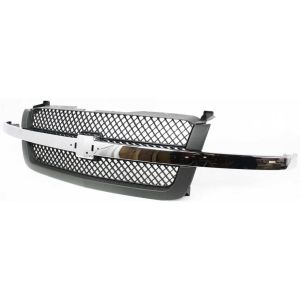 GM TRUCKS & VANS AVALANCHE GRILLE CHR/GRAY TEXT FRAME (For W/ Steel Bmp Style) OEM#15189270 2002-2006 PL#GM1200474