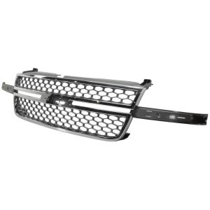 GM TRUCKS & VANS SILVERADO/PU (CHEVY) (07 OLD STYLE) GRILLE CHROME FRAME/GRAY INNER(EXC 1500) OEM#12335956 2005-2007 PL#GM1200546