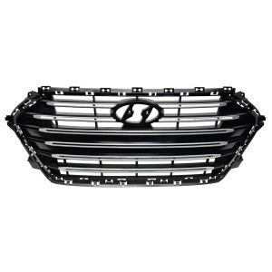 HYUNDAI ELANTRA SEDAN  GRILLE BLACK W/SATIN-CHROME MLDG (SPORT)(1.6L TURBO) OEM#86350F2500 2017-2018 PL#HY1200211