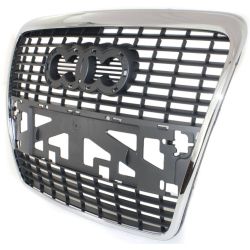 AUDI A6 SEDAN /WAGON GRILLE SLV/BLK (W/CHR Frame)(WO/S-LINE)(WO/SENSOR) OEM#4F08536511QP 2005-2008 PL#AU1200111