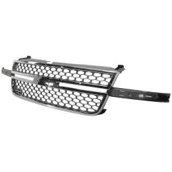 GM TRUCKS & VANS SILVERADO/PU (CHEVY) (07 OLD STYLE) GRILLE CHROME FRAME/GRAY INNER(EXC 1500) OEM#12335956 2005-2007 PL#GM1200546