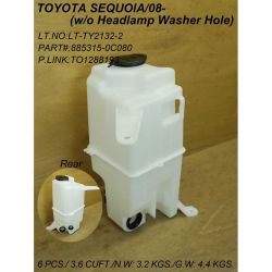 TOYOTA SEQUOIA  WASHER TANK (WO/HEAD LAMP WASHER) WO/PUMP W/CAP OEM#853150C080-PFM 2008-2022 PL#TO1288193