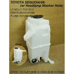 TOYOTA SEQUOIA  WASHER TANK (W/ HEAD LAMP WASHER) WO/PUMP W/CAP OEM#853150C090-PFM 2008-2017 PL#TO1288195