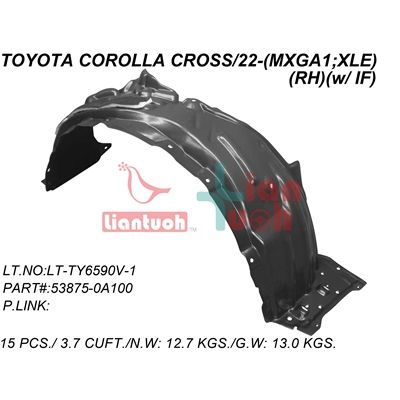 TOYOTA COROLLA CROSS FENDER LINER RIGHT (Passenger Side) (XLE) OEM