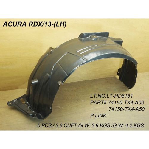 ACURA RDX  FENDER LINER LEFT (Driver Side) WO/INSULATION FOAM OEM#74150TX4A00-PFM 2013-2015 PL#AC1248129-PFM