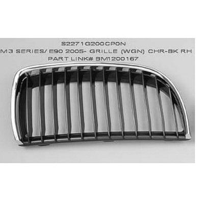 BMW BMW 3 (WAGON) GRILLE RIGHT (Passenger Side) CHROME FRAME & BLACK INNER OEM#51137120008 2006-2008 PL#BM1200167