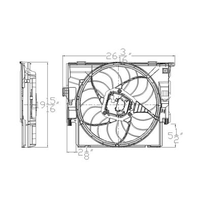 BMW BMW 3 (SEDAN) GRAN TURISMO F34 RADIATOR FAN ASSY (335i) OEM#17428641964 2014-2016 PL#BM3115123