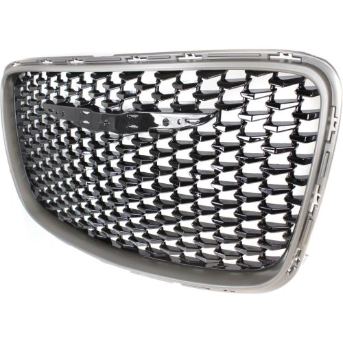 CHRYSLER 300  GRILLE GLOSS-BLACK W/SILVER FRAME (ALLOY)(EXC HONYCOMB)**CAPA** OEM#6DF46DX8AB 2015-2021 PL#CH1200397C