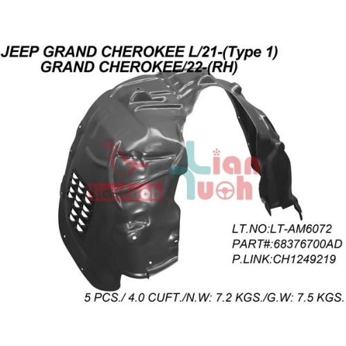 2021-2025 JEEP Fender inner panel Right Passenger Side CAPA  OEM# 68376700AE PL# CH1249219C
