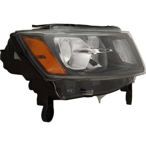 JEEPVEHICLE GRAND CHEROKEE  / GRAND CHEROKEE WK  HEAD LAMP ASSY RIGHT (Passenger Side) (HALOGEN)(BLACK)(EXC 75th ED) OEM#68236108AE 2014-2016 PL#CH2503308