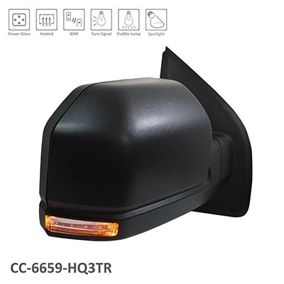 FORD TRUCKS & VANS FORD/PU  (F150)(EXC RAPTOR) DOOR MIRROR RIGHT (Passenger Side) PWR/HTD/PUDDLE/SIGNAL/SPOTLIGHT (W/BLIND DETECT)(BLACK CVR)(STD) OEM#FL3Z17682FA 2015-2016 PL#FO1321526