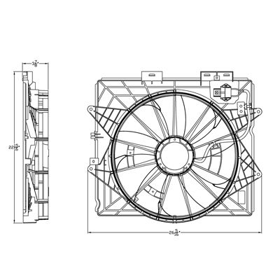 CADILLAC STS/STS-V RADIATOR & A/C FAN ASSEMBLY (W/ RESISTER) (SINGLE FAN) OEM#20914377-PFM 2009-2011 PL#GM3115253