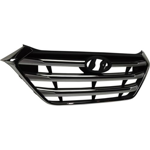 HYUNDAI TUCSON  GRILLE PTD-BLACK W/SILVER GRAY & CHROME MLDG (W/PEDESTIAN RECOGNITION)(From 5-16-16) OEM#86350D3100PCR 2017-2018 PL#HY1200209