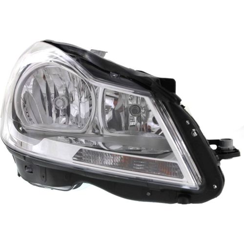 MERCEDES-BENZ C-CLASS SEDAN (204)  HEAD LAMP ASSY RIGHT (Passenger Side) (HALOGEN)(CHROME BEZEL) OEM#2048205459 2012-2014 PL#MB2503187