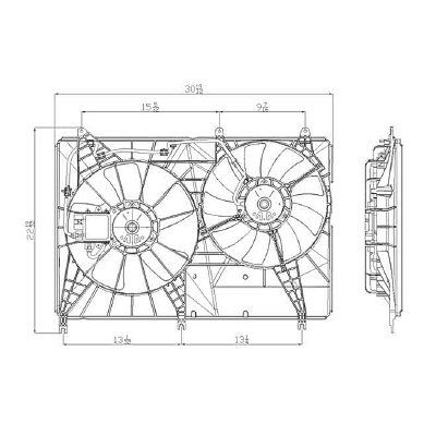 MITSUBISHI ENDEAVOR RADIATOR & A/C FAN ASSY (DUAL FAN) OEM#MR968066-PFM 2004-2008 PL#MI3115122