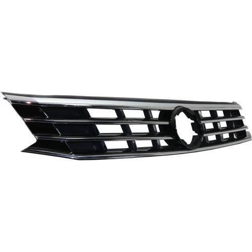 VOLKSWAGEN PASSAT GRILLE ASSEMBLY PTD (W/SILVER&CHR MLDG;WO/COLLISION LED LAMP;EXC GT/R-LINE)**CAPA** OEM#561853651GNLB 2016-2018 PL#VW1200170C