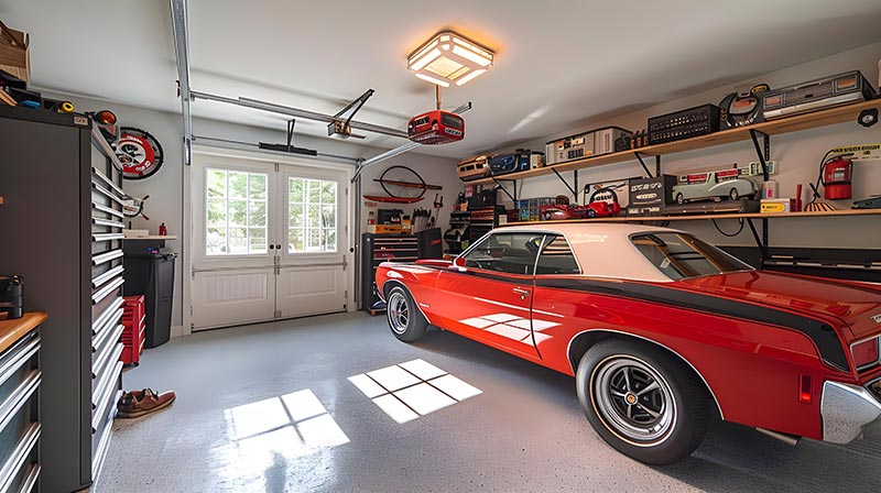 car inside a garager