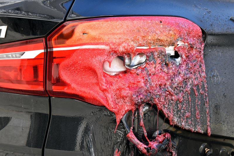 Close-up of damaged car